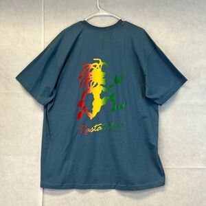 VTG 90s Rasta Man Running Man T-Shirt Mens XXL Blue Rastafari Reggae Jamaica
